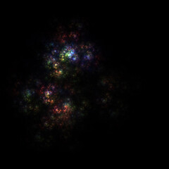 Colorful fractal nebula dust on black background