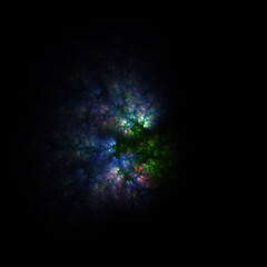 Colorful fractal nebula dust on black background