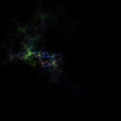 Colorful fractal nebula dust on black background