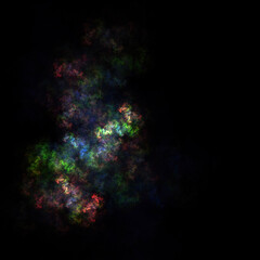 Colorful fractal nebula dust on black background