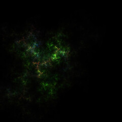 Colorful fractal nebula dust on black background