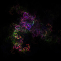 Colorful fractal nebula dust on black background