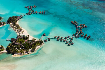 Aerial view of Luxury Overwater Bungalows Bora Bora © Spotmatik
