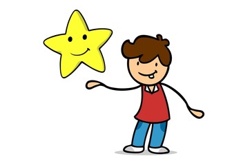 Cartoon Junge mit Stern als Sternsinger an Weihnachten