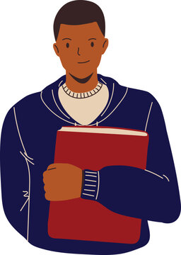 Learning_Diverse People Man Holding Book Half body Blue Jacker