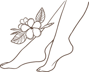 Manicure Pedicure_feet and flower handdrawn line
