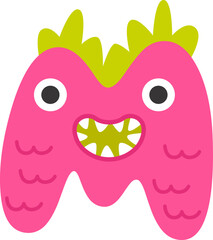 Fototapeta premium Childish monster M letter. Vector illustration