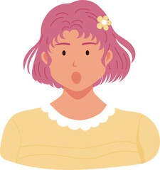 The Emotion of Girl. Surprised Expression Cartoon Vector Illustration