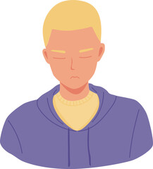 The Emotion of Skin Head Man. Disappointed Expression Cartoon Vector Illustration