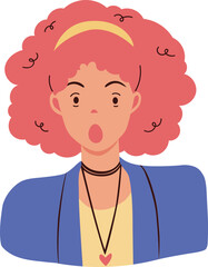 The Emotion of Woman. Surprised Expression Cartoon Vector Illustration