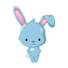 Shy Cartoon Bunny Character Isolated
