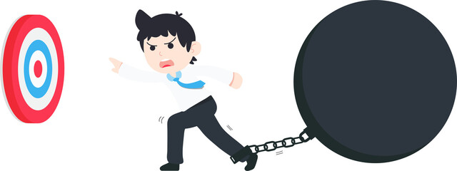 SD Business Man Stuck with problems and obstacles, therefore unable to achieve the goal