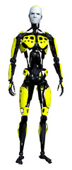 3D Rendering Male Robot on White