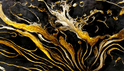 Obraz na płótnie Canvas Art of yellow and black liquid background