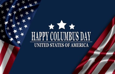 Columbus day with American flag	

 - obrazy, fototapety, plakaty