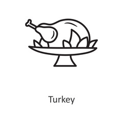 Turkey vector outline Icon Design illustration. Holiday Symbol on White background EPS 10 File