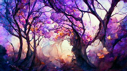 the dawn of spring abstract watercolor illustration, created with generative ai