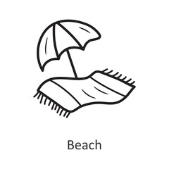 Beach vector outline Icon Design illustration. Holiday Symbol on White background EPS 10 File
