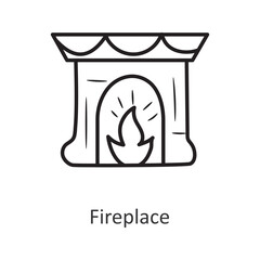 FirePlace vector outline Icon Design illustration. Holiday Symbol on White background EPS 10 File