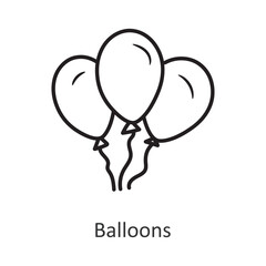 Balloons vector outline Icon Design illustration. Holiday Symbol on White background EPS 10 File
