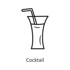 Cocktail vector outline Icon Design illustration. Holiday Symbol on White background EPS 10 File