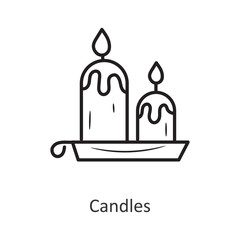 Candles vector outline Icon Design illustration. Holiday Symbol on White background EPS 10 File