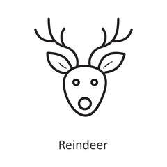 Reindeer vector outline Icon Design illustration. Holiday Symbol on White background EPS 10 File