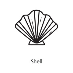 Shell vector outline Icon Design illustration. Holiday Symbol on White background EPS 10 File