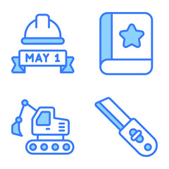 International Labor day and Industry tool icon set. Flat vector design.