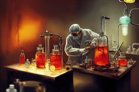 illustration chemical scientist works in the laboratory