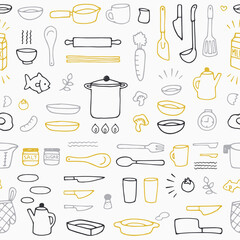 手描きのキッチンツールのパターン