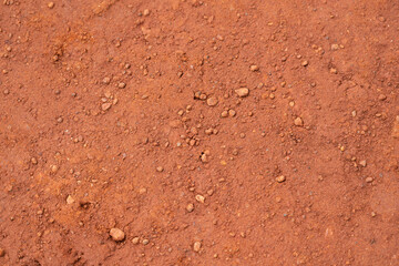 Dirt, terrain or gravel stone road surface pattern in outdoor environmental. Background and textured photo.	
