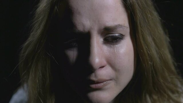 portrait of a woman crying