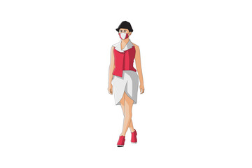 Fototapeta na wymiar Vector illustration of fashionable women walking