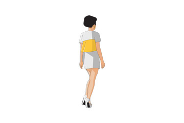 Fototapeta na wymiar Vector illustration of casual women walking