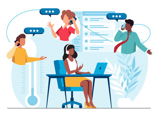 Cold call, flat vector illustration a product or service