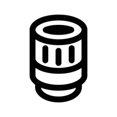 camera lens icon, outline style, editable vector
