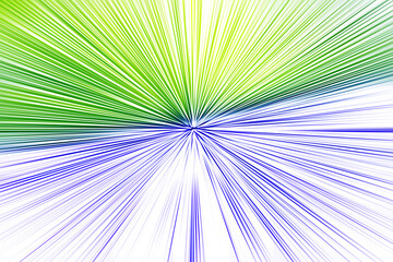 Abstract surface of radial zoom blur in green and lilac tones on white background. Two-tone...