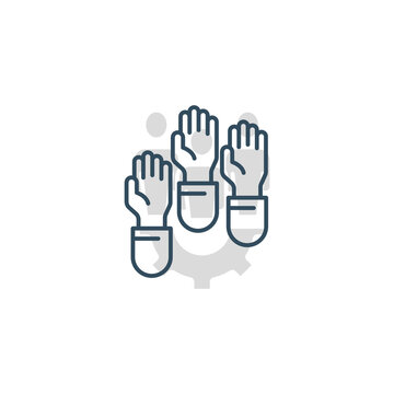 Raised hands line icon. Simple element illustration.  Raised hands concept outline symbol design.