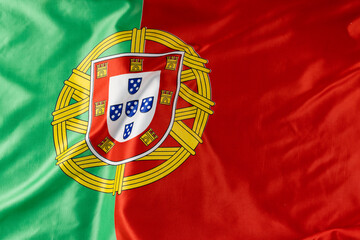 Afbeelding van close-up van gerimpelde nationale vlag van portugal