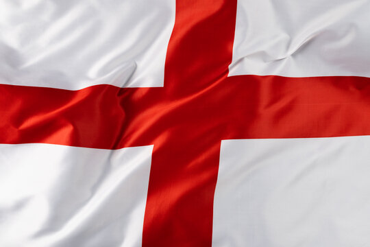Image of close up of wrinkled national flag of england