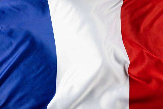 Image of close up of wrinkled national flag of france