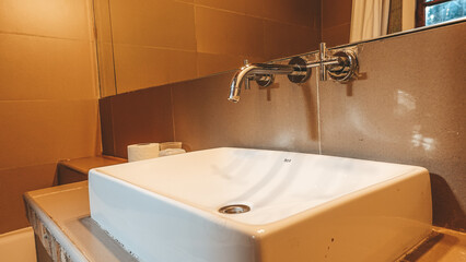 double suite bathroom. decoration details. stone and rustic sink.