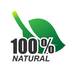 Natural 100% icon isolated on white background vector illustration.