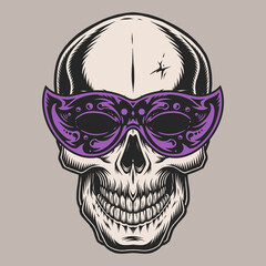Human skull logotype vintage colorful
