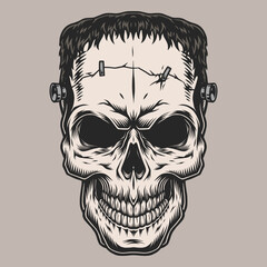 Frankenstein head colorful element vintage