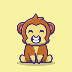 Obraz premium cute mascot icon monkey character is sitting