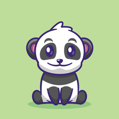 cute mascot icon panda character is sitting