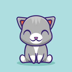 cute mascot icon kitty character is sitting