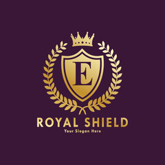 Letter E Logo" Images. Royal shield logo template,
Royal heraldic emblem shield with crown